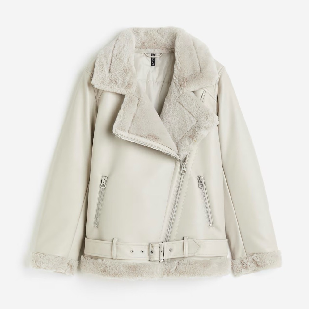 H&M Cream Faux Leather Jacket